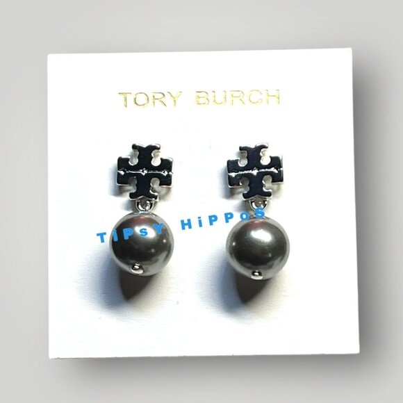 Tory Burch Silver Kira Pearl Drop Earrings - Picture 3 of 3
